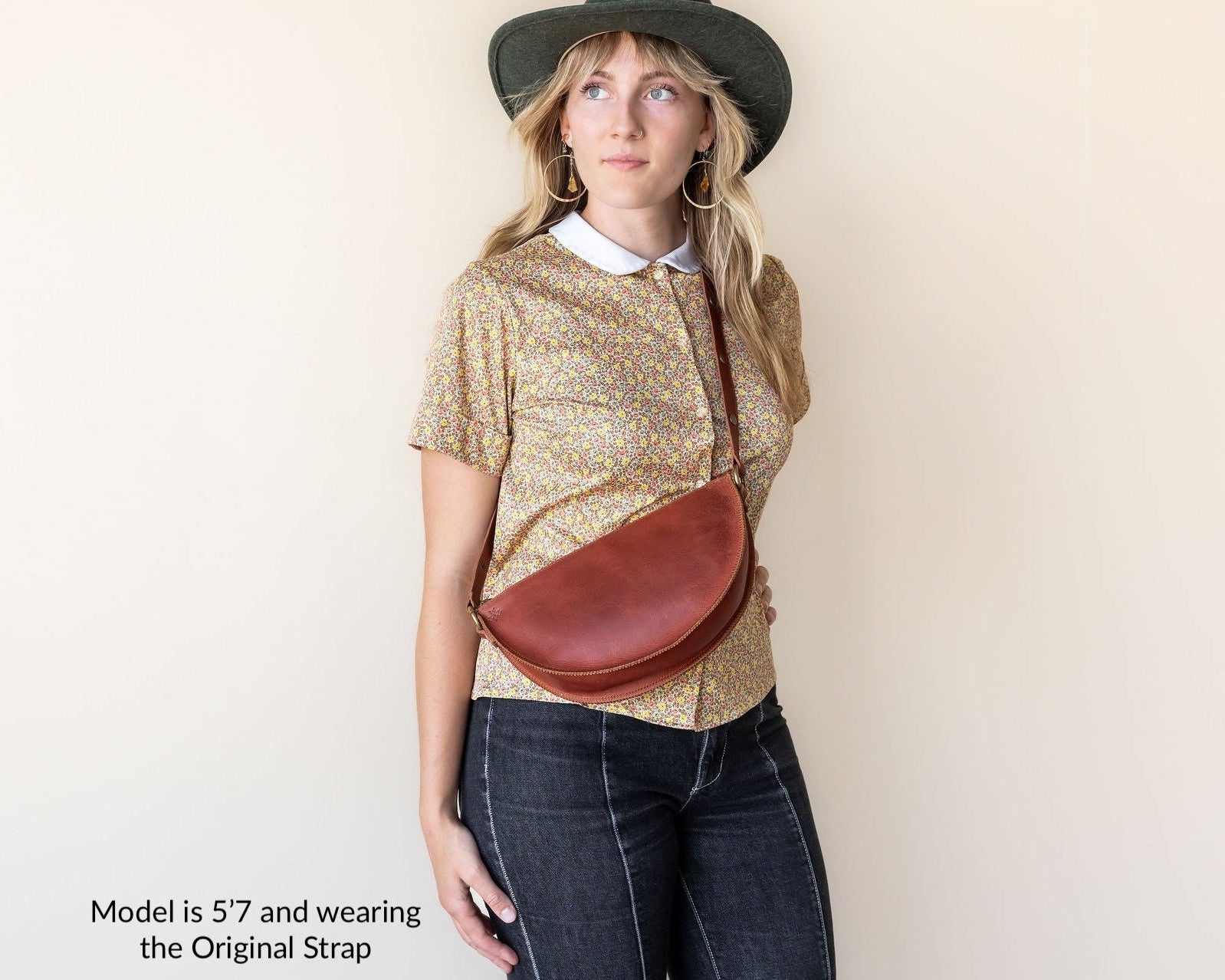 Cognac Biggie Bee | Medium Convertible Leather Bag | Lyons Leather Co.