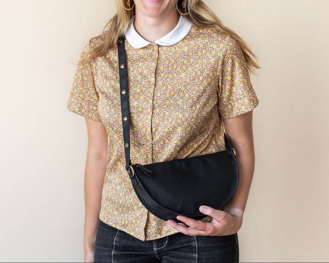 Medium black leather crossbody bag