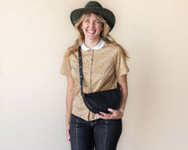 Medium black leather crossbody bag