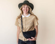 Medium black leather crossbody bag