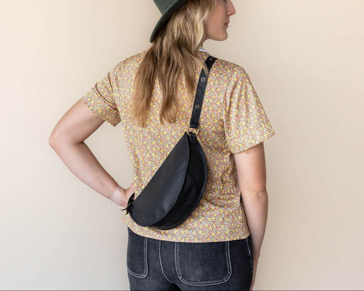 Medium black leather crossbody bag