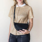 Small black leather pouch, sling bag