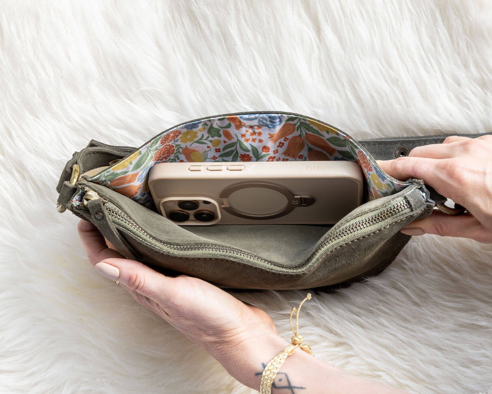 Limited Edition: Small Suede Pouch in Green | Lyons Leather Co.