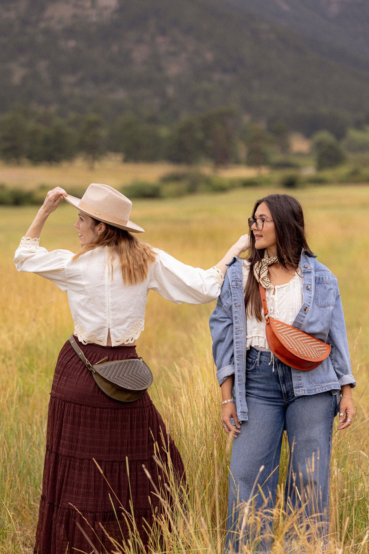 Lyons Leather Co | Hand-woven leather convertible bag in Terracotta and Sage