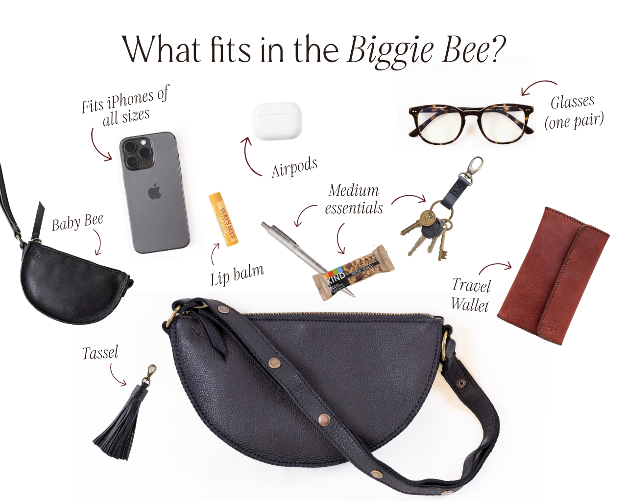 Cherry Biggie Bee | Medium Convertible Leather Bag | Lyons Leather Co. Cherry Biggie Bee | Medium Convertible Leather Bag | Lyons Leather Co.