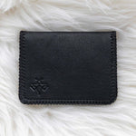 Small black leather wallet for women