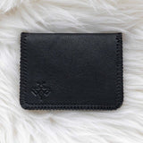Small black leather wallet for women