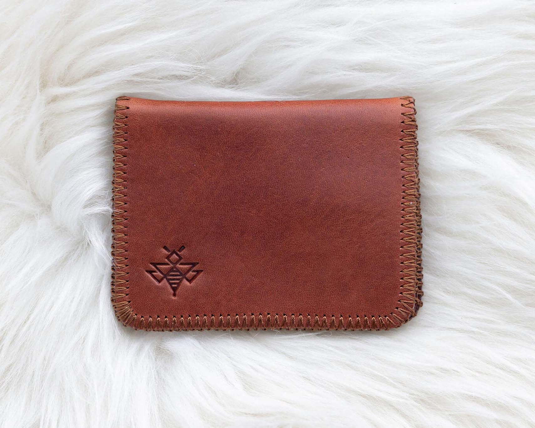 Small leather cognac wallet