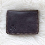 Small brown leather wallet for women
