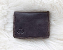 Small brown leather wallet for women