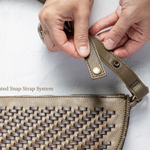 Close-up of the Patented Snap Strap System on the Woven Queen Bee