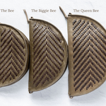 Size comparison of the Bee, Biggie Bee, and Queen Bee in Woven Sage & Espresso