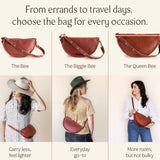 From errands to travel days, choose the bag for every occasion: The Bee, Biggie Bee, and Queen Bee