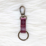 Small leather keychain, Cherry red keychain