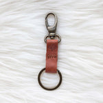 Small leather keychain, Cognac keychain