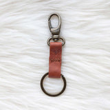 Small leather keychain, Cognac keychain