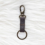 Small leather keychain, Espresso brown keychain