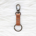 Small leather keychain, Brown leather keychain