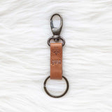 Small leather keychain, Brown leather keychain