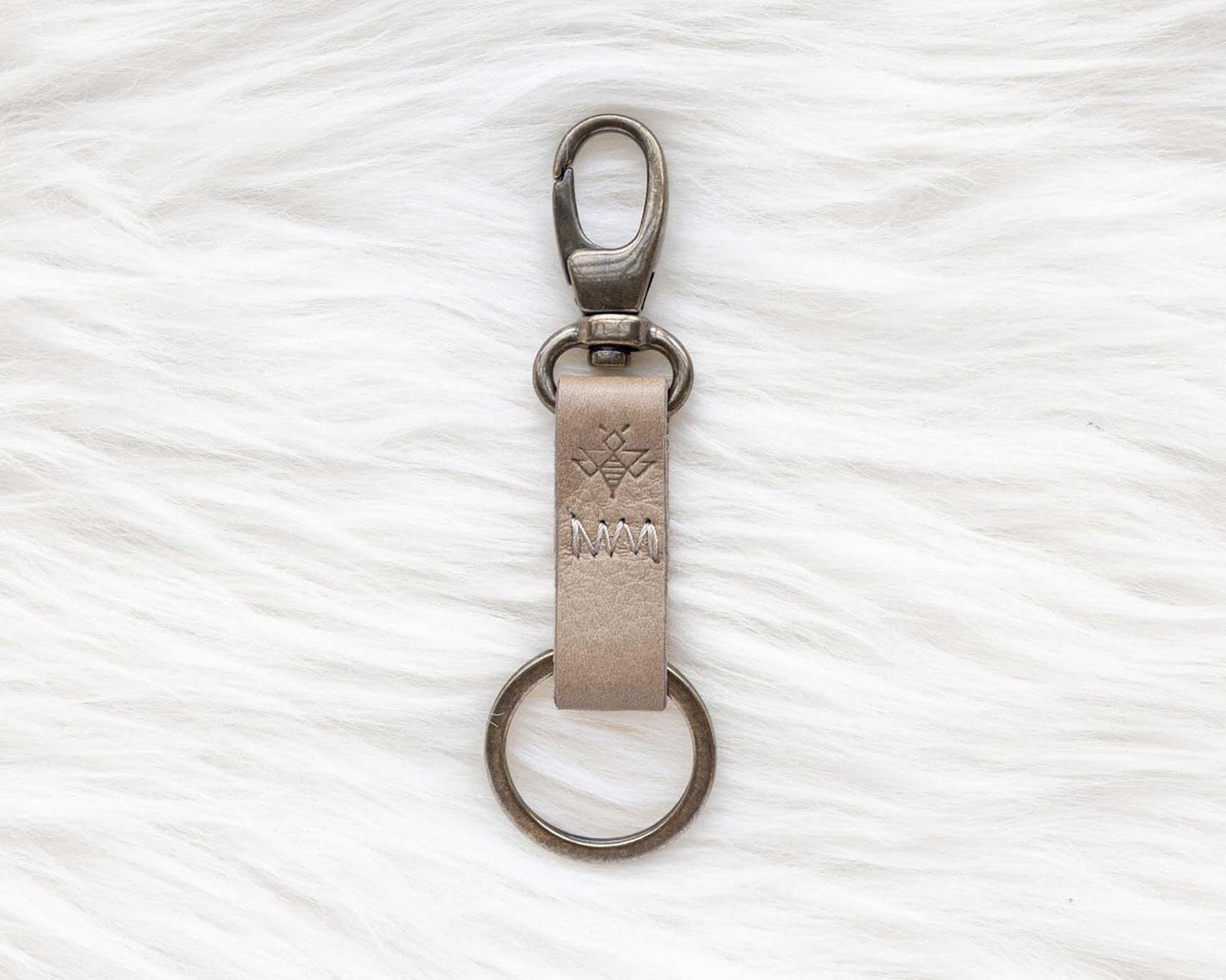 Small leather keychain, Light tan keychain