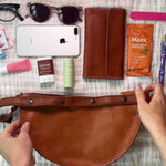 Medium honey leather crossbody bag packing video