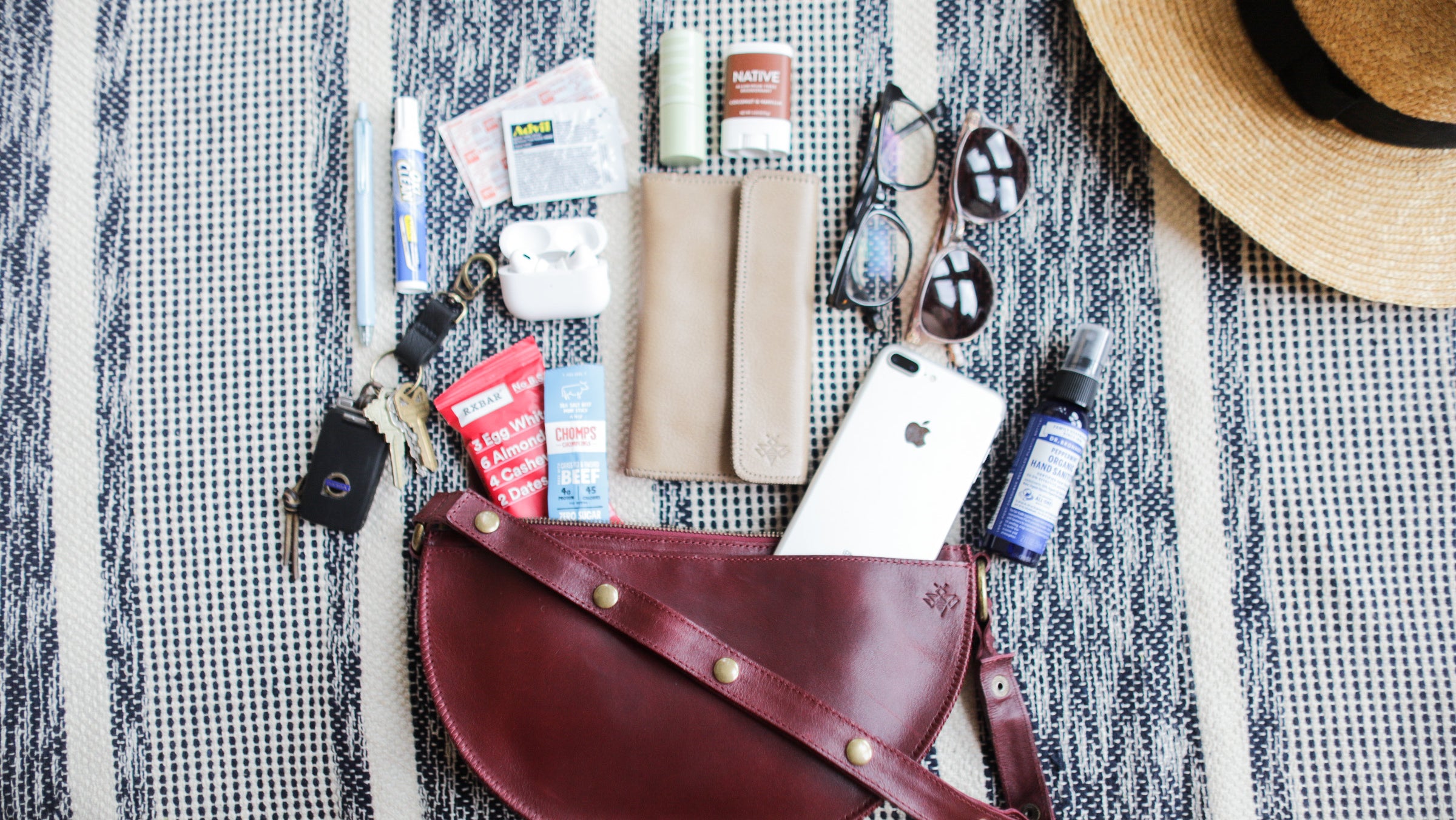 Large cherry red leather pouch, Crossbody bag