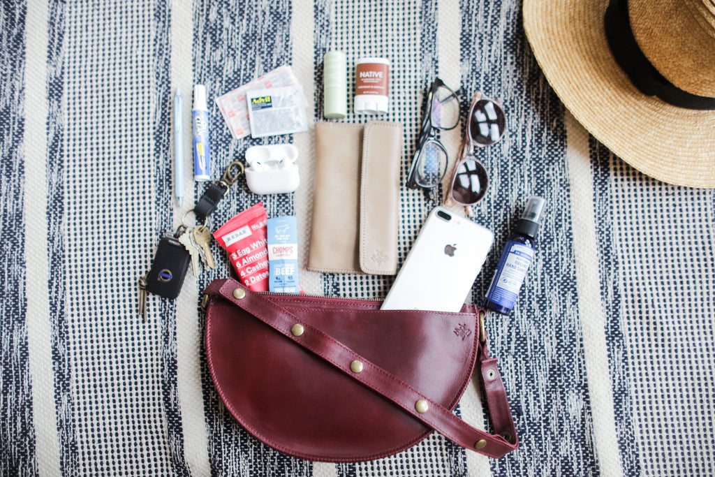Large cherry red leather pouch, Crossbody bag