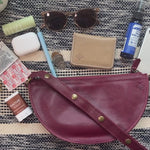 Small cherry red leather pouch, Crossbody bag