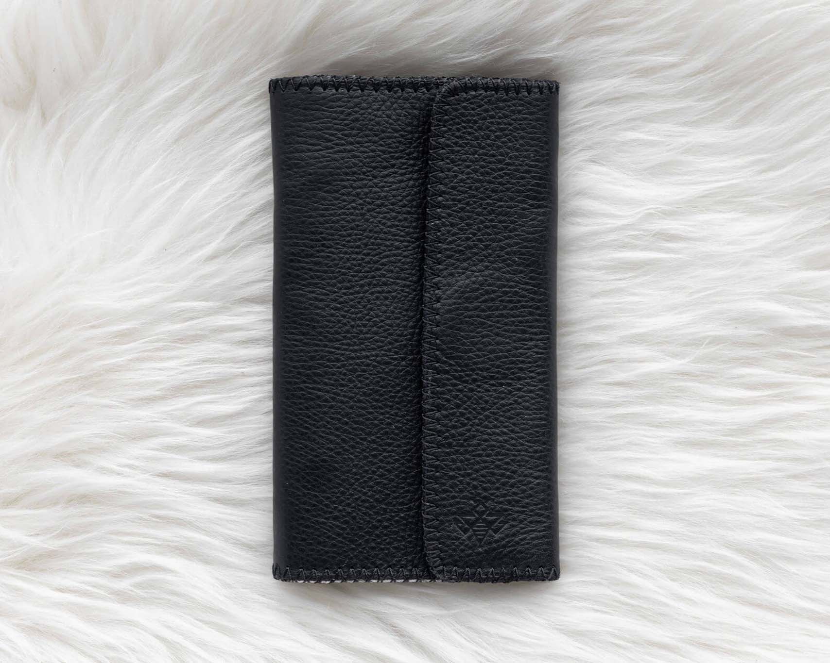 Black leather wallet for traveling