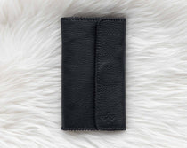 Black leather wallet for traveling
