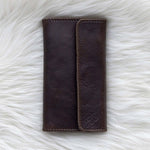 Brown leather wallet for traveling