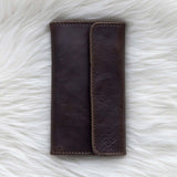 Brown leather wallet for traveling