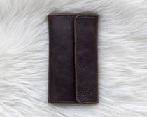 Brown leather wallet for traveling