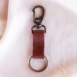 Small cognac leather keychain
