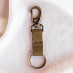 Small sage green leather keychain