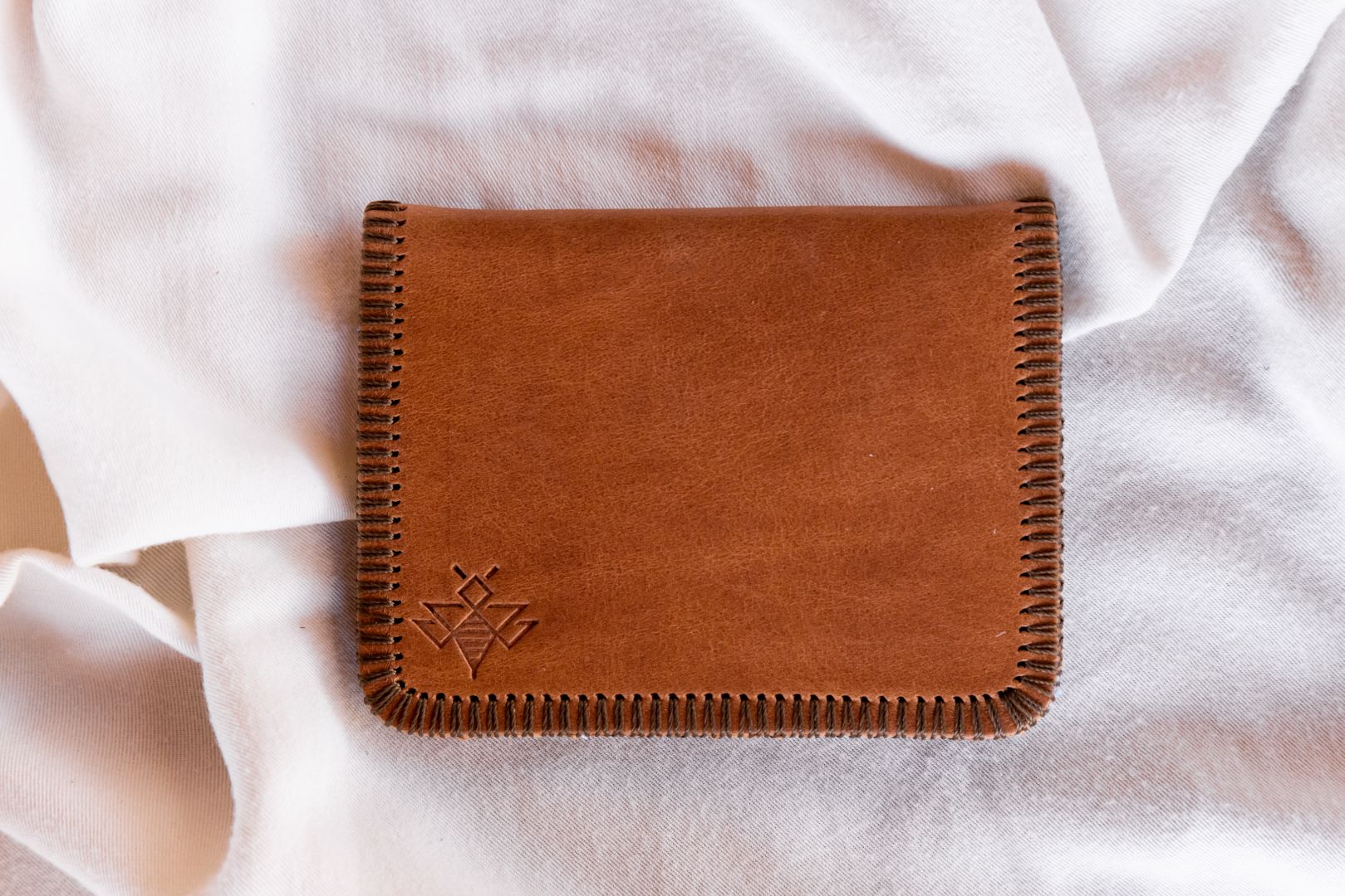 Handmade honey exotic leather wallet