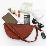 Small cognac leather keychain 